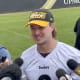 Kenny Pickett speaks with media after practice.
